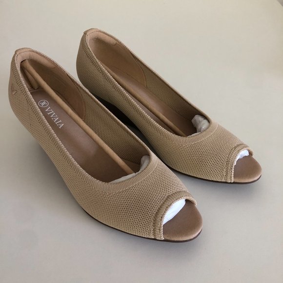 NEW Vivaia Peep Toe Wedge sandal heel / almond / 39 - Picture 3 of 11